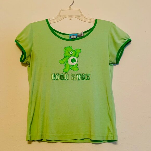 VINTAGE Care Bears Good Luck Bear Ringer Baby Tee Y2K - Picture 1 of 1